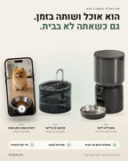 סט PERDON: מאכיל חכם עם מצלמה ומזרקת מים מסוננת, והכלב נראה בשידור חי בטלפון